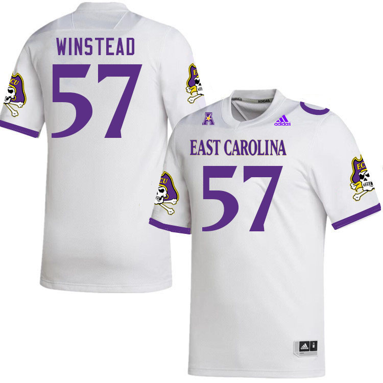 Men #57 Brock Winstead ECU Pirates 2023 College Football Jerseys Stitched-White